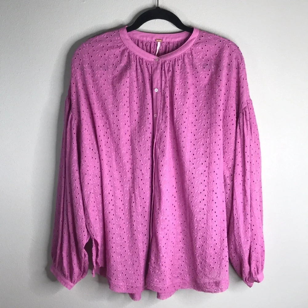 FREE PEOPLE Maddison Eyelet Blouse NWT M